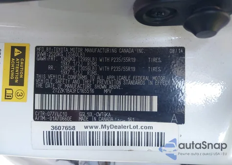 2015 Lexus Rx 350 из США, поврежденный, VIN 2T2ZK1BA3FC165516